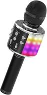 🎤 ovellic karaoke microphone for kids - wireless bluetooth with led lights - portable handheld mic speaker machine - great gifts for girls, boys, and adults of all ages (black) logo