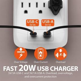 img 1 attached to 🔌 Fosmon Wall Outlet Extender Surge Protector with USB Ports - 6 Outlet Wall Adapter and Dual USB Charging (USB-A, USB-C), Multi Plug Outlet, Splitter Outlet for Home, Dorm Essentials, 1225 Joules, ETL Listed