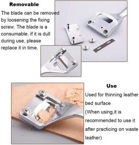 img 1 attached to 🧵 Premium Metal Silver Leather Skiver + Safety Beveler Kit with 6 Replaceable Blades - Ideal for Leather Craft DIY