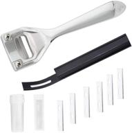 🧵 premium metal silver leather skiver + safety beveler kit with 6 replaceable blades - ideal for leather craft diy logo