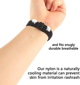 img 1 attached to 🌈 2 Pack Braided Stretchy Wristband Accessory Bracelet Watch Strap Sport Replacement Band for Women Men - Adjustable Elastic Nylon Bands for Fitbit Alta and Alta HR Fitness Tracker