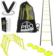 🏋️ pro footwork agility ladder and hurdle training set with adjustable speed hurdles (6&#34;, 9&#34;, 12&#34;) , high-quality agility-ladder with 9 rungs , jump rope and 4 cones (neon green) логотип