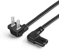 💡 cablecreation 10ft 18 awg angled 2-slot non-polarized power cord (iec320 c7 to nema 1-15p), 3m length, black color logo