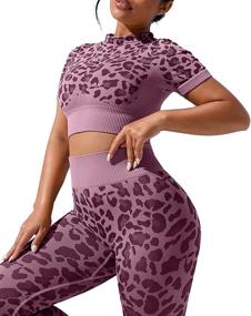 img 2 attached to OYS Workout Seamless Activewear Leopard Grapepurple