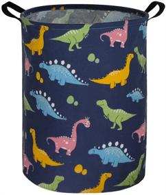 img 4 attached to 🦖 Large Collapsible Waterproof Dinosaur Laundry Basket Storage Bin - ESSME Nursery Hamper for Toy Bins, Baby Hamper, Gift Baskets - Boys and Girls, Kids Room, Home Organizer (Navy Blue)