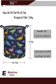 img 3 attached to 🦖 Large Collapsible Waterproof Dinosaur Laundry Basket Storage Bin - ESSME Nursery Hamper for Toy Bins, Baby Hamper, Gift Baskets - Boys and Girls, Kids Room, Home Organizer (Navy Blue)