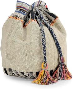 img 2 attached to The House of Tara Grey Multicolour Handloom Fabric Crossbody Sling Shopping Bag: Exquisite Tassels and Boho Ethnic Design for Women