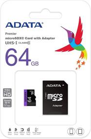 img 2 attached to 💾 ADATA Premier 64GB microSDHC/SDXC UHS-I U1 Class 10 карта памяти с адаптером - AUSDX64GUICL10-RA1: Быстрое решение хранения данных