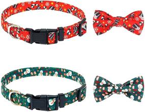 img 4 attached to 🎄 HOMIMP Christmas Dog Collar Set: Festive Bow Tie & Adjustable Collars with Charming Christmas Patterns – Ideal for Small & Medium Dogs