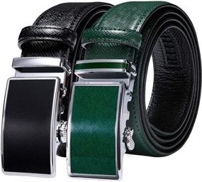 img 4 attached to Barry Wang Buckle Ratchet Leather Wedding Men's Accessories in Belts