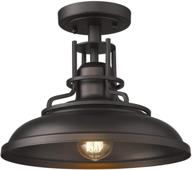 🏡 femila 1-light semi flush mount ceiling fixture: farmhouse style bronze finish for hallway, porch, laundry, foyer - 12 inch, model 4fy15-f orb logo