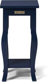 img 1 attached to 🔵 Kate and Laurel Lillian Wood Pedestal End Table | Curved Legs & Shelf | Navy Blue