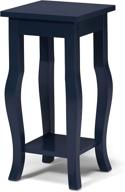 🔵 kate and laurel lillian wood pedestal end table | curved legs & shelf | navy blue logo