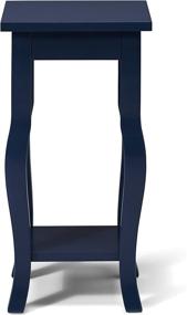 img 2 attached to 🔵 Kate and Laurel Lillian Wood Pedestal End Table | Curved Legs & Shelf | Navy Blue