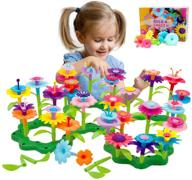 byserten flower garden building set: 98 pcs arts and crafts for 3-6 year old girls - 11 colors, ideal for birthday & christmas gifts logo