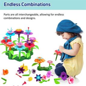 img 1 attached to Byserten Flower Garden Building Set: 98 PCS Arts and Crafts for 3-6 Year Old Girls - 11 Colors, Ideal for Birthday & Christmas Gifts