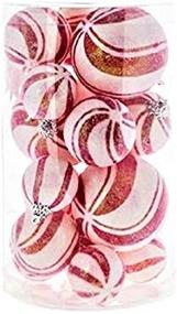 img 2 attached to 🎄 Add a Festive Touch to Your Christmas Tree Decor with 19 Ct Candy Cane Frosted Ball Ornaments