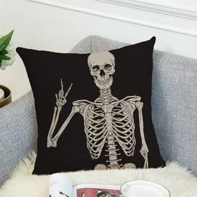 img 2 attached to 🧟 QIQIANY Skull Decorative Throw Pillow Cover: Spooky Black Goth Design for Halloween Home Decor - 18x18 Inch