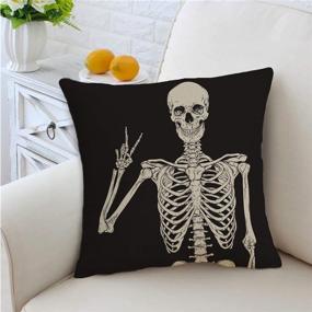 img 1 attached to 🧟 QIQIANY Skull Decorative Throw Pillow Cover: Spooky Black Goth Design for Halloween Home Decor - 18x18 Inch