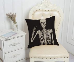 img 3 attached to 🧟 QIQIANY Skull Decorative Throw Pillow Cover: Spooky Black Goth Design for Halloween Home Decor - 18x18 Inch