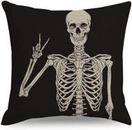 🧟 qiqiany skull decorative throw pillow cover: spooky black goth design for halloween home decor - 18x18 inch логотип