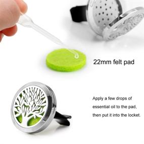 img 3 attached to 🚗 RoyAroma 2PCS 30mm Car Aromatherapy Essential Oil Diffuser Stainless Steel Locket with Vent Clip and 12 Felt Pads