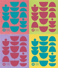 img 4 attached to 🧼 Swedish Dishcloths/Sponge Cloths MID-Century Modern Abstract Designs by Jenn Ski 4-pk: Vibrant MCM Moon Print in Red, Turquoise, and Multicolors