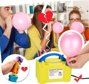 img 3 attached to Yellow Electric Air Balloon Pump, AGPtEK Portable Dual Nozzle Inflator/Blower for Party Decoration