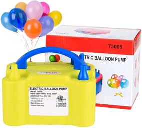 img 4 attached to Yellow Electric Air Balloon Pump, AGPtEK Portable Dual Nozzle Inflator/Blower for Party Decoration