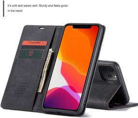 img 3 attached to 📱 iPhone 11 Wallet Case with Kickstand and Magnetic Closure - Black Leather Flip Case with Credit Card Slot - Protective Cover for Apple iPhone 11 2019 (6.1 inch)