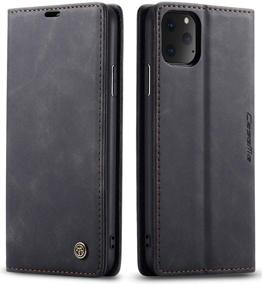 img 4 attached to 📱 iPhone 11 Wallet Case with Kickstand and Magnetic Closure - Black Leather Flip Case with Credit Card Slot - Protective Cover for Apple iPhone 11 2019 (6.1 inch)