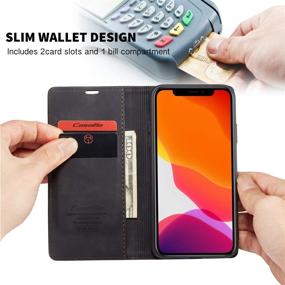 img 2 attached to 📱 iPhone 11 Wallet Case with Kickstand and Magnetic Closure - Black Leather Flip Case with Credit Card Slot - Protective Cover for Apple iPhone 11 2019 (6.1 inch)