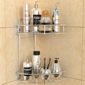 img 4 attached to 2 Pack GeekDigg Stainless Steel Corner Shower Caddy Organizer - Adhesive Bathroom, Toilet, Kitchen & Dorm Rack - Silver