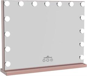 img 2 attached to ⭐️ Impressions Hollywood Aurora Vanity Mirror: Elegant Rose Gold Dressing Mirror with 15 Frosted LED Lights, Dimmer Switch, and Versatile Mounting Options