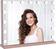 ⭐️ impressions hollywood aurora vanity mirror: elegant rose gold dressing mirror with 15 frosted led lights, dimmer switch, and versatile mounting options logo