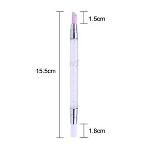 img 2 attached to 🔧 Premium Nail Care Set: 2 Way Quartz Stone Nails Cuticle Remover Pusher with Rhinestone Crystal Nail Art Brush Pen - Silicone Head Carving Emboss, Shaping, Hollow Sculpture Acrylic Manicure Dotting Tools - HJ-NAT156