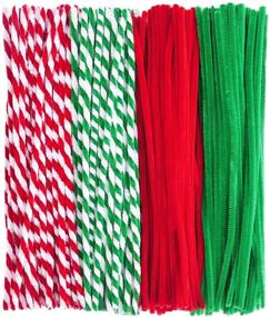 img 4 attached to Livder 400 Pieces Christmas Pipe Cleaners Chenille Stems: Red Green White DIY Art Crafts Supplies