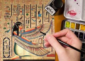 img 1 attached to 📜 Egyptian Papyrus Blank Sheets 8 x 12 in with Hieroglyphic Alphabet Stencil Ruler & Bookmarks (10 Sheets) - NileCart