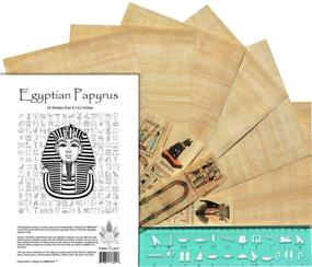 img 4 attached to 📜 Egyptian Papyrus Blank Sheets 8 x 12 in with Hieroglyphic Alphabet Stencil Ruler & Bookmarks (10 Sheets) - NileCart