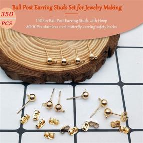 img 3 attached to 📿 150Pcs Ball Post Earring Studs with Loop for Jewelry Making, High-Quality Earring Studs Ball Ear Pin Earrings with 200Pcs Butterfly Earring Back Replacements - Perfect for DIY Jewelry Making Findings (KC Gold)