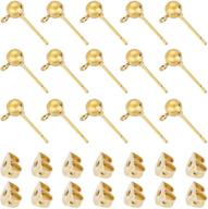 📿 150pcs ball post earring studs with loop for jewelry making, high-quality earring studs ball ear pin earrings with 200pcs butterfly earring back replacements - perfect for diy jewelry making findings (kc gold) logo