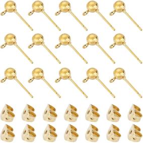 img 4 attached to 📿 150Pcs Ball Post Earring Studs with Loop for Jewelry Making, High-Quality Earring Studs Ball Ear Pin Earrings with 200Pcs Butterfly Earring Back Replacements - Perfect for DIY Jewelry Making Findings (KC Gold)