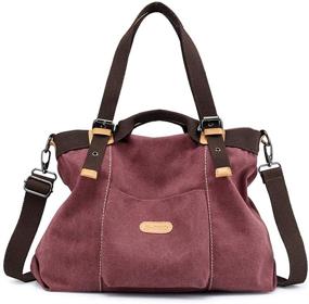 img 4 attached to 👜 Стильные и модные женские хобо-сумки из холста: винтажная сумка-сумочка на плечо или через плечо.