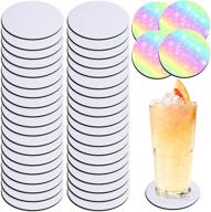 42 pack of 4 inch round sublimation blank coasters - circle sublimation blank cup mat for heat press cup coaster blank, with rubber coaster for heat transfer logo