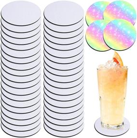 img 4 attached to 42 Pack of 4 Inch Round Sublimation Blank Coasters - Circle Sublimation Blank Cup Mat for Heat Press Cup Coaster Blank, with Rubber Coaster for Heat Transfer