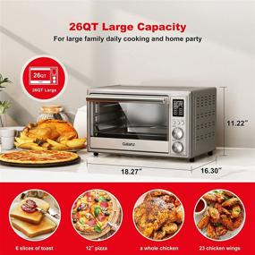 img 3 attached to 🍳 Galanz Combo 8-in-1 Air Fryer Toaster Oven: Convection, Pizza & Dehydrator, 4 Accessories, 1800W, 26 Quart Stainless Steel