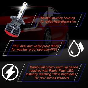 img 2 attached to 🚗 H7 LED Headlight Bulbs, Canbus Ready, 60W 6000K Cool White, IP68 Waterproof, High/Low Beam Halogen Replacement, 12 CSP Chips, Cool & Bright, Fast Cooling DRL Bulbs for Cars, Trucks, SUVs (Pack of 2)