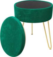 🪑 teal velvet vanity footrest stool: stylish ottoman footstool with storage, metal legs, and tray top - perfect for living room and bedroom! logo