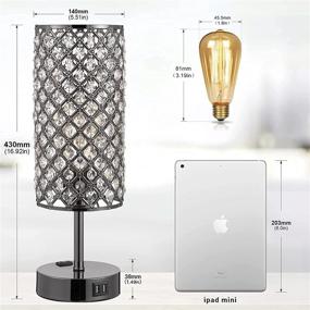 img 1 attached to 💎 Black Crystal Touch USB Lamp: Dual USB Ports & Outlets for Enhanced Convenience
