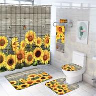 🌻 complete sunflower bathroom set: 7-piece shower curtain, rugs, towels - includes non-slip rug, toilet lid cover, bath mat, and towels - waterproof flower shower curtain with 12 hooks - rustic bathroom accessories collection logo